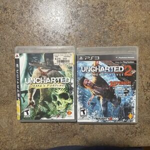 Uncharted 1 + 2 Lot - PS3 PlayStation 3 - All CIB Tested Working Bundle Games